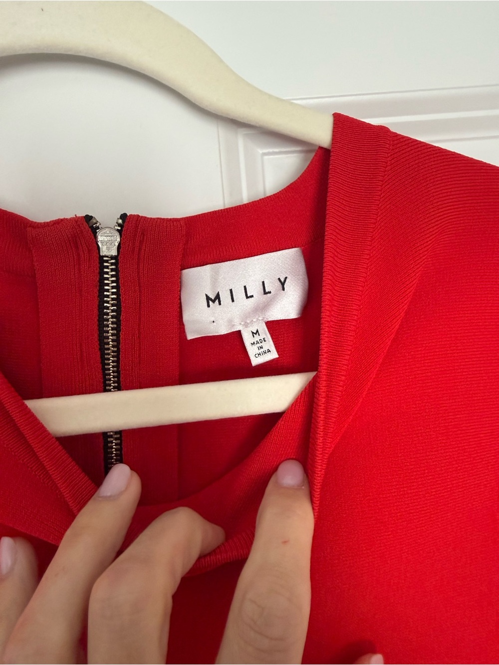 Milly Red Mermaid Hem Fitted Dress - Picture 4 of 7